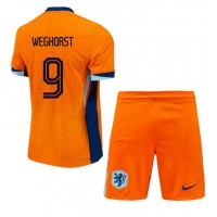 Holandsko Wout Weghorst #9 Domáci Detský futbalový dres ME 2024 Krátky Rukáv (+ trenírky)